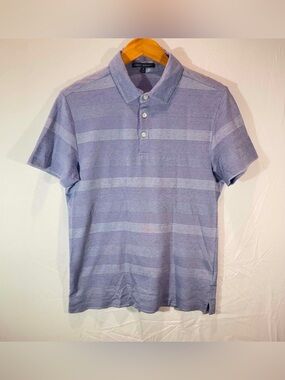 Robert Barakett Men's Light Blue Striped Polo S